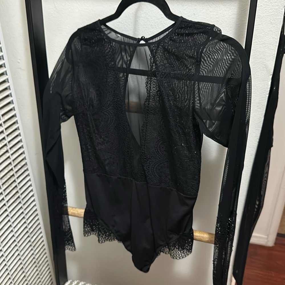 Black, lace bodysuit